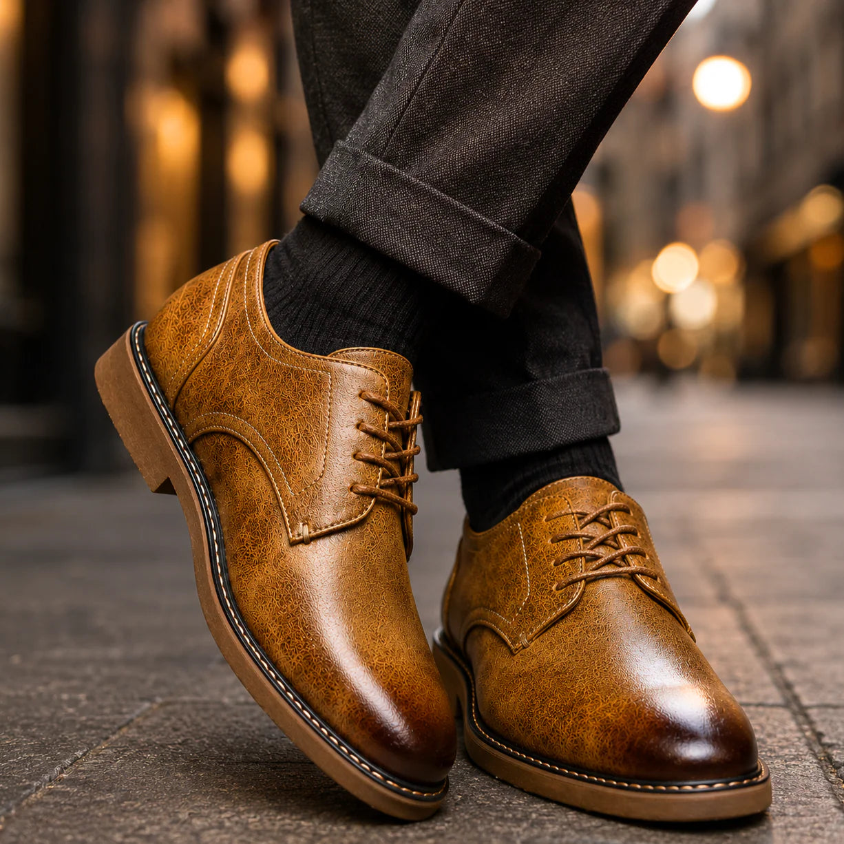 Lionel - Zapatos Derby Elegantes de Cuero Genuino