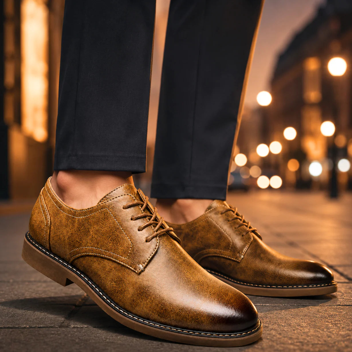 Lionel - Zapatos Derby Elegantes de Cuero Genuino