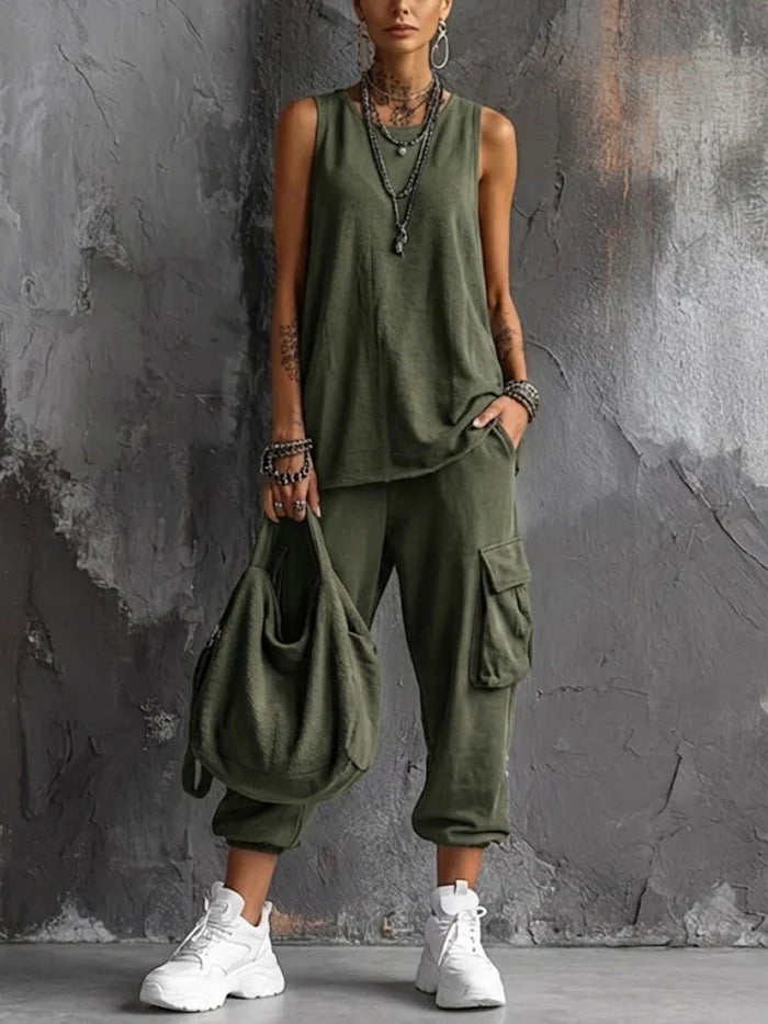 Lubiana - Conjunto Sport Casual con Bolso de Algodón
