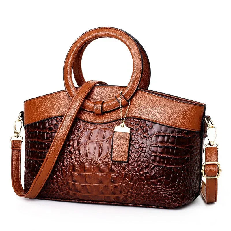 Ketty - Bolso Bicolor de Cuero con Textura Cocodrilo