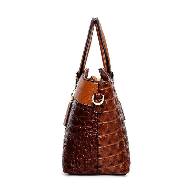 Ketty - Bolso Bicolor de Cuero con Textura Cocodrilo