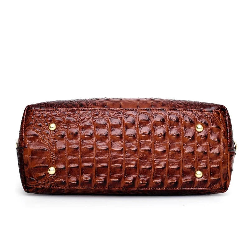 Ketty - Bolso Bicolor de Cuero con Textura Cocodrilo