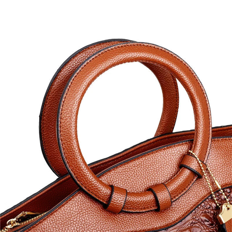 Ketty - Bolso Bicolor de Cuero con Textura Cocodrilo